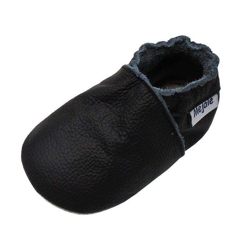 Mejale Baby Boy Girl Shoes Soft Soled Leather Moccasins Anti-Skid Infant Toddler Prewalker(Black,12-18 Months) - Image 1